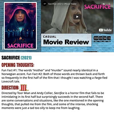 SACRIFICE (2021)  - Review